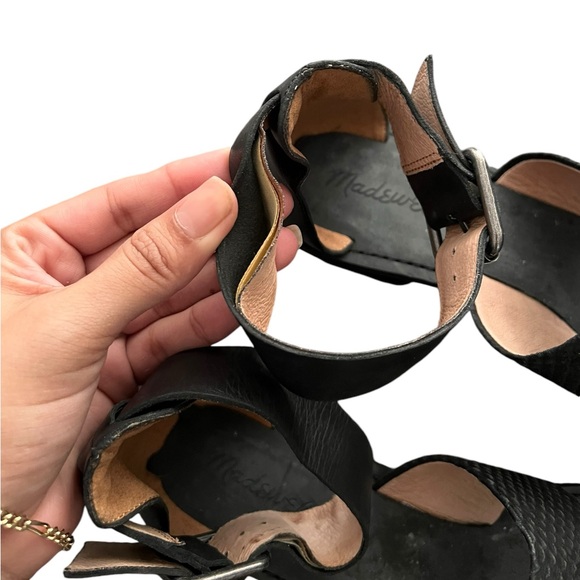 MADEWELL Warren Leather Double Strap Sandals Heels Wedges - Picture 13 of 14